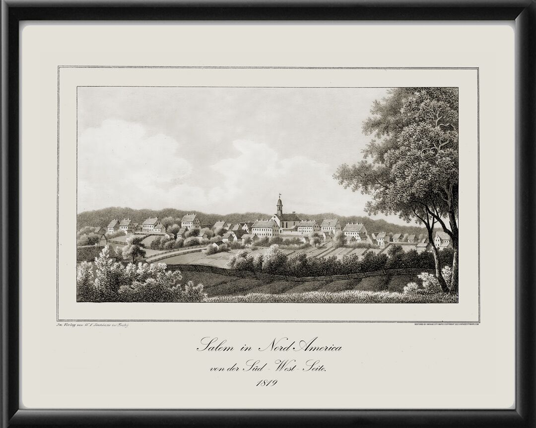 Salem NC 1819 South West View of Salem N.C. Wilhelm Fredriech Neuhauser TM