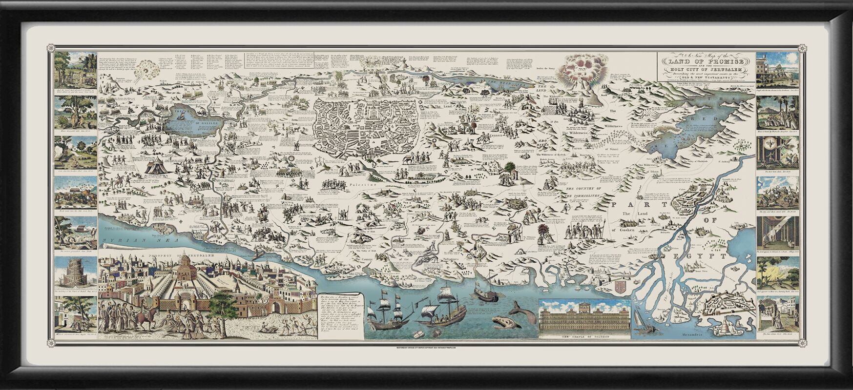 The Land of Promise and the Holy City of Jerusalem 1828 Birds Eye View Map