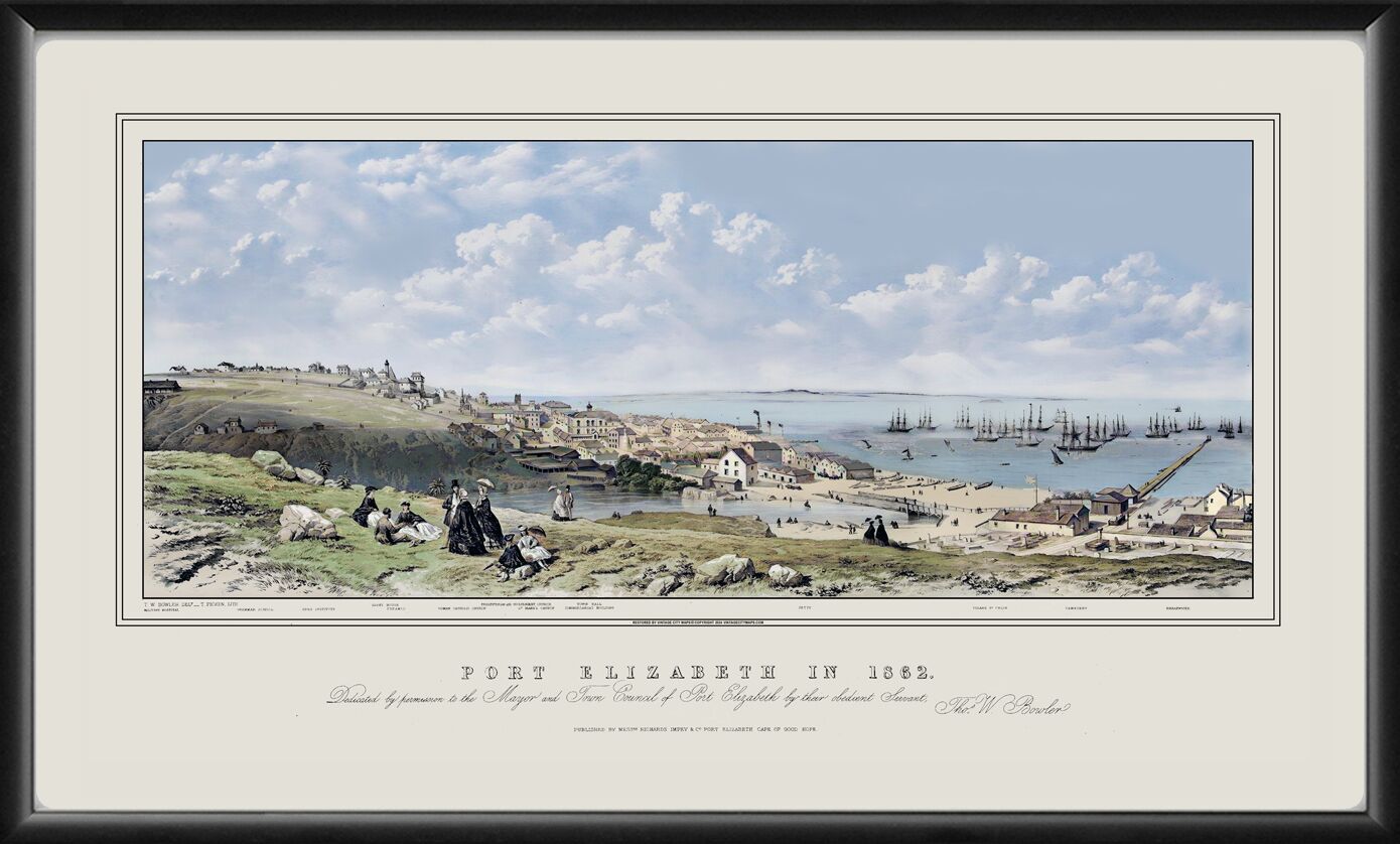 Port Elizabeth South Africa 1862 Birds Eye View Map