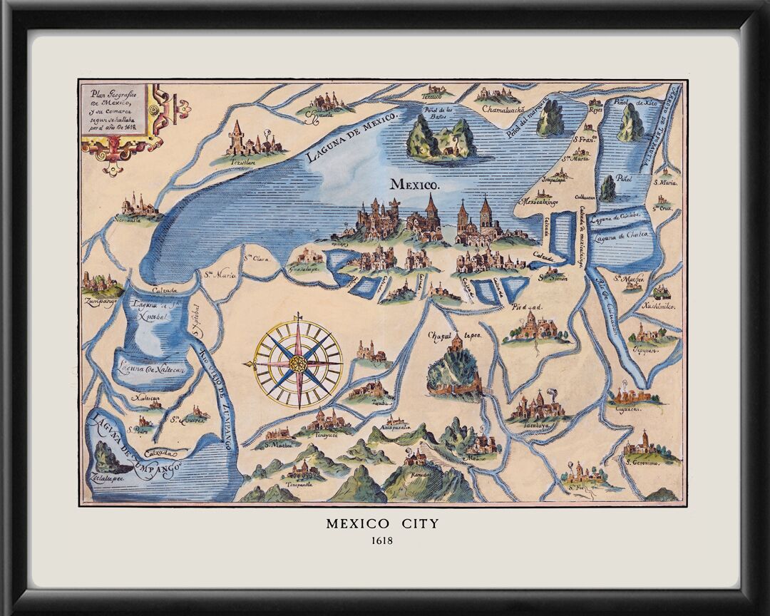 Mexico City MX 1618 Birds Eye View Map