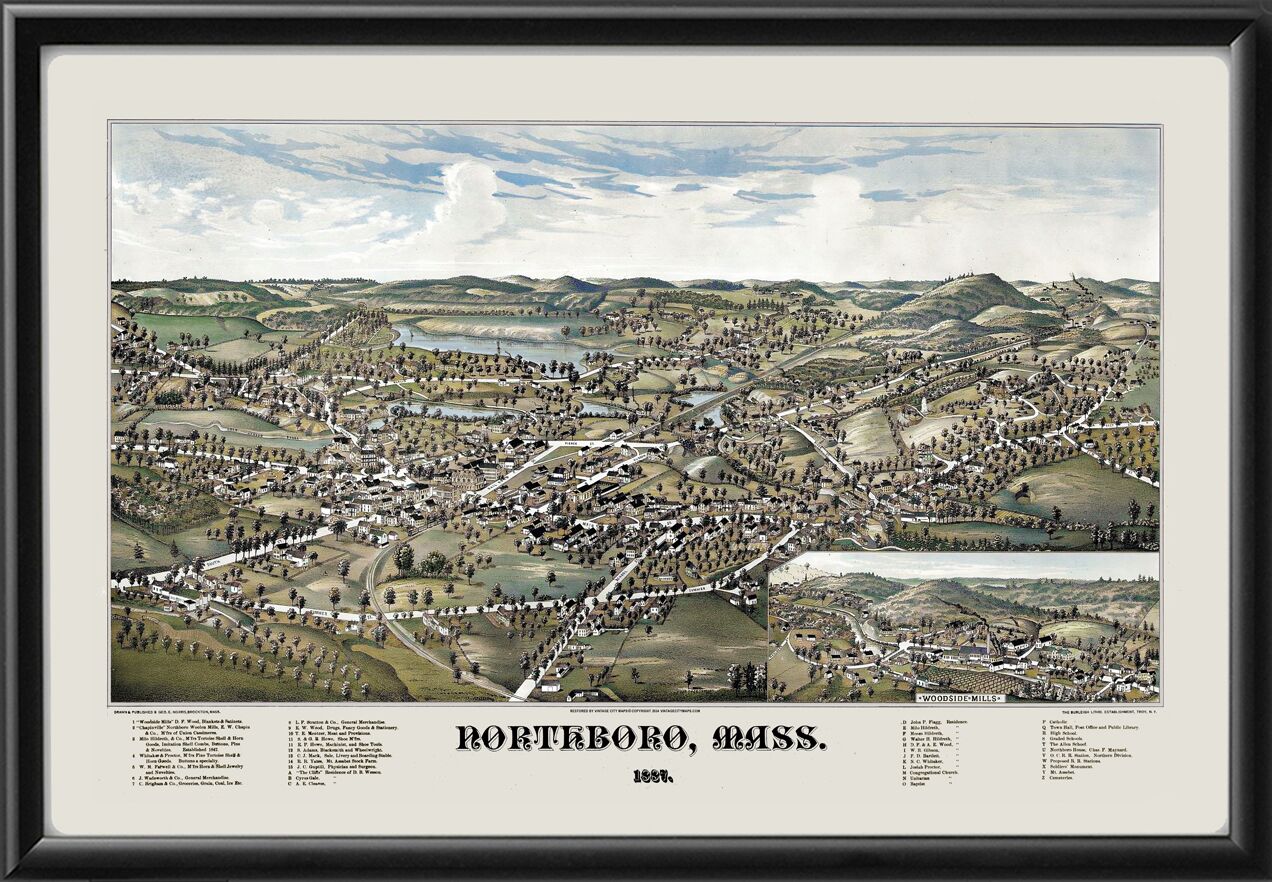 Northborough (Northboro) MA 1887 - Color