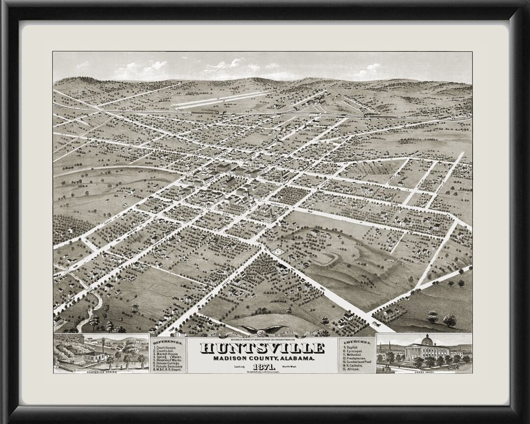 Huntsville AL 1871 Restored Map