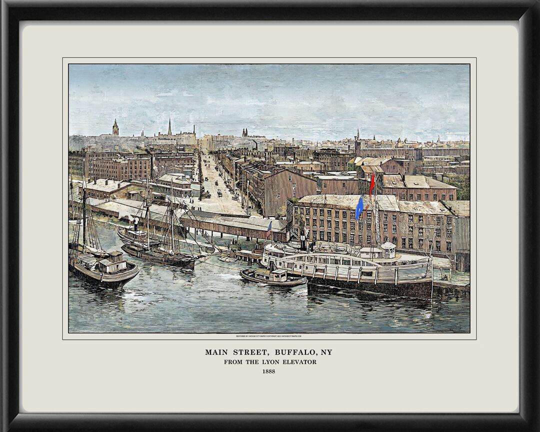 Buffalo NY 1888 Main Street Restored Map