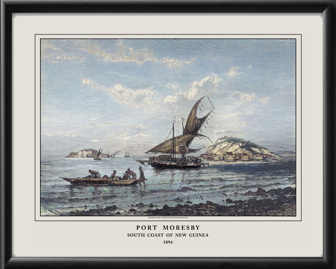 Port Moresby New Guinea 1894 Restored Map