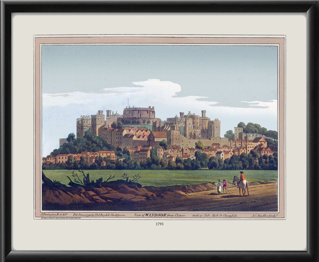 Windsor and Windsor Castle, England 1793 from Clewer