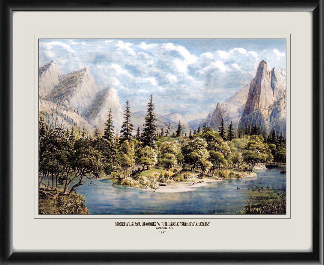 Sentinel Rock and the Three Brothers on the Merced River - 1862