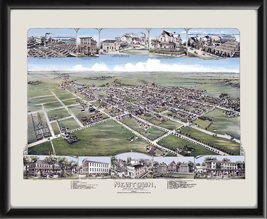 Newtown PA 1893 TM Fowler Color
