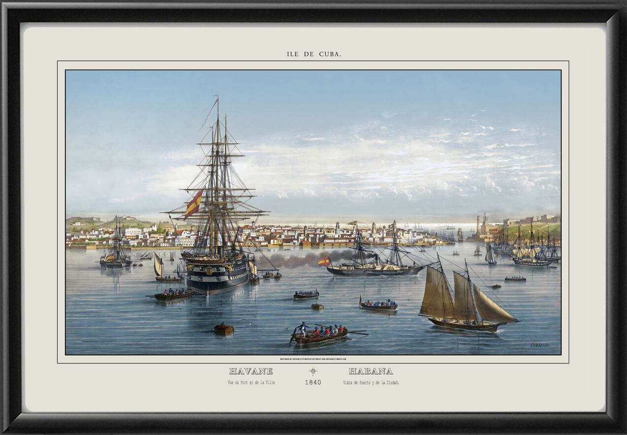 Havana Cuba 1840 Port and City Louis LeBreton