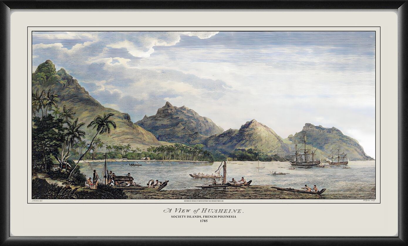 Huaheine French Polynesia was created by John Webber and engraved by William Byrne in 1785.