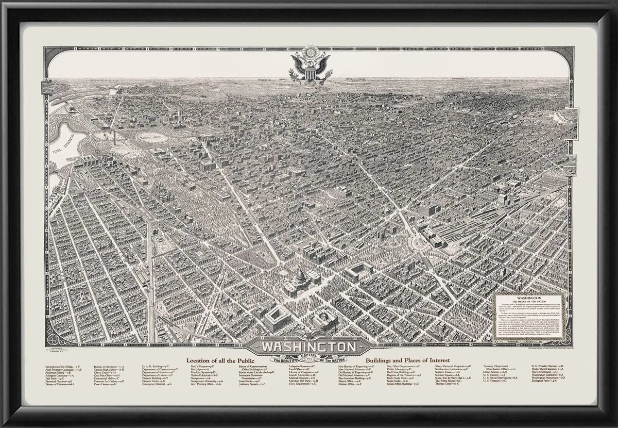 Washington DC 1923 William Olsen TM Birds Eye View Map