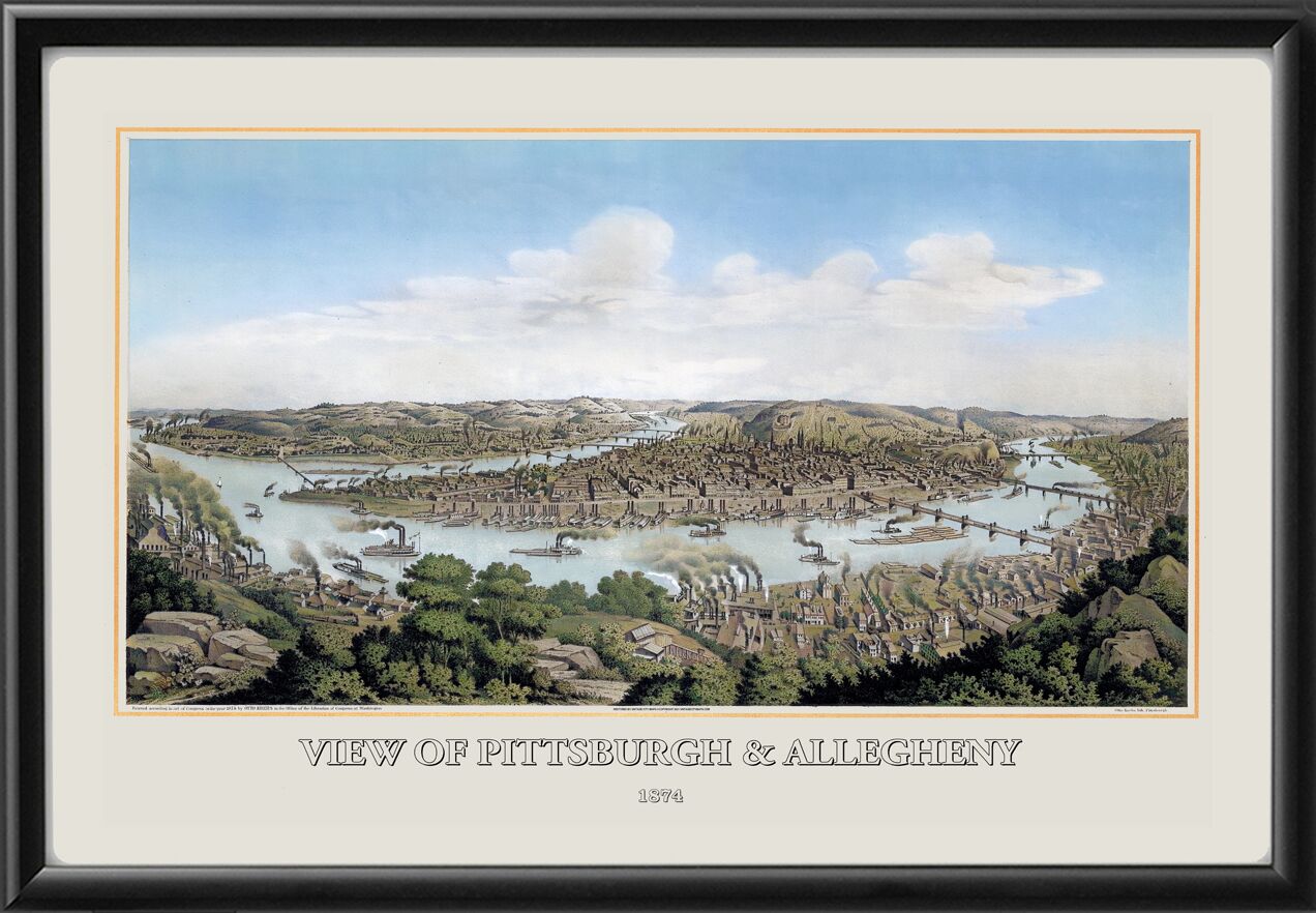 Pittsburgh PA 1874 Otto Krebs 2436 TM Birds Eye View Map