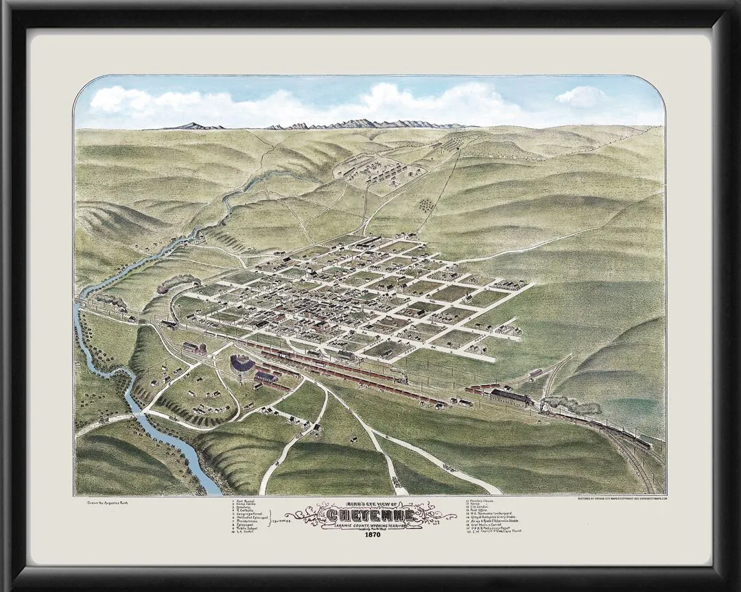 Cheyenne WY 1870 Koch Tm Bird's Eye View Map