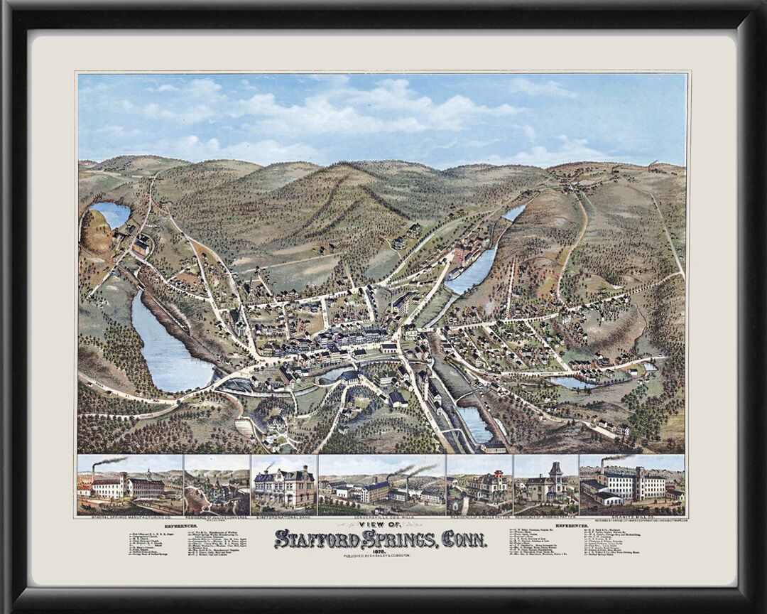Stafford Springs CT 1878 OHBailey Tm Bird's Eye View Map