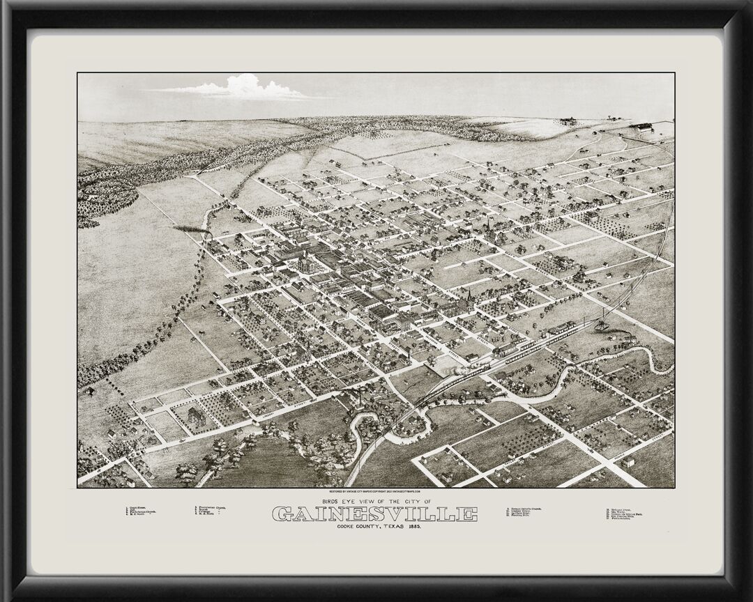 Gainesville TX 1883 AKoch TM Birds Eye View Map