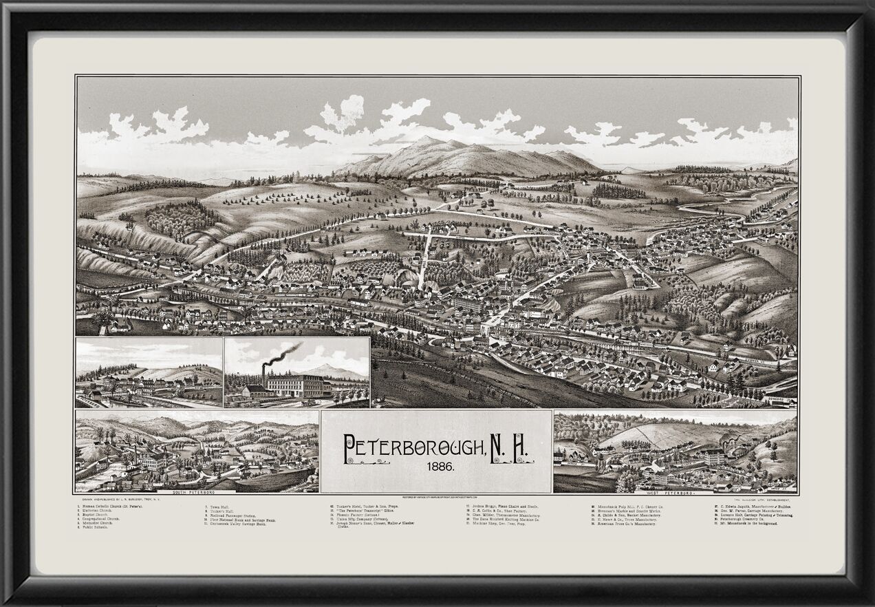 Peterborough NH 1886 LRBurleigh TM Bird's Eye View Map