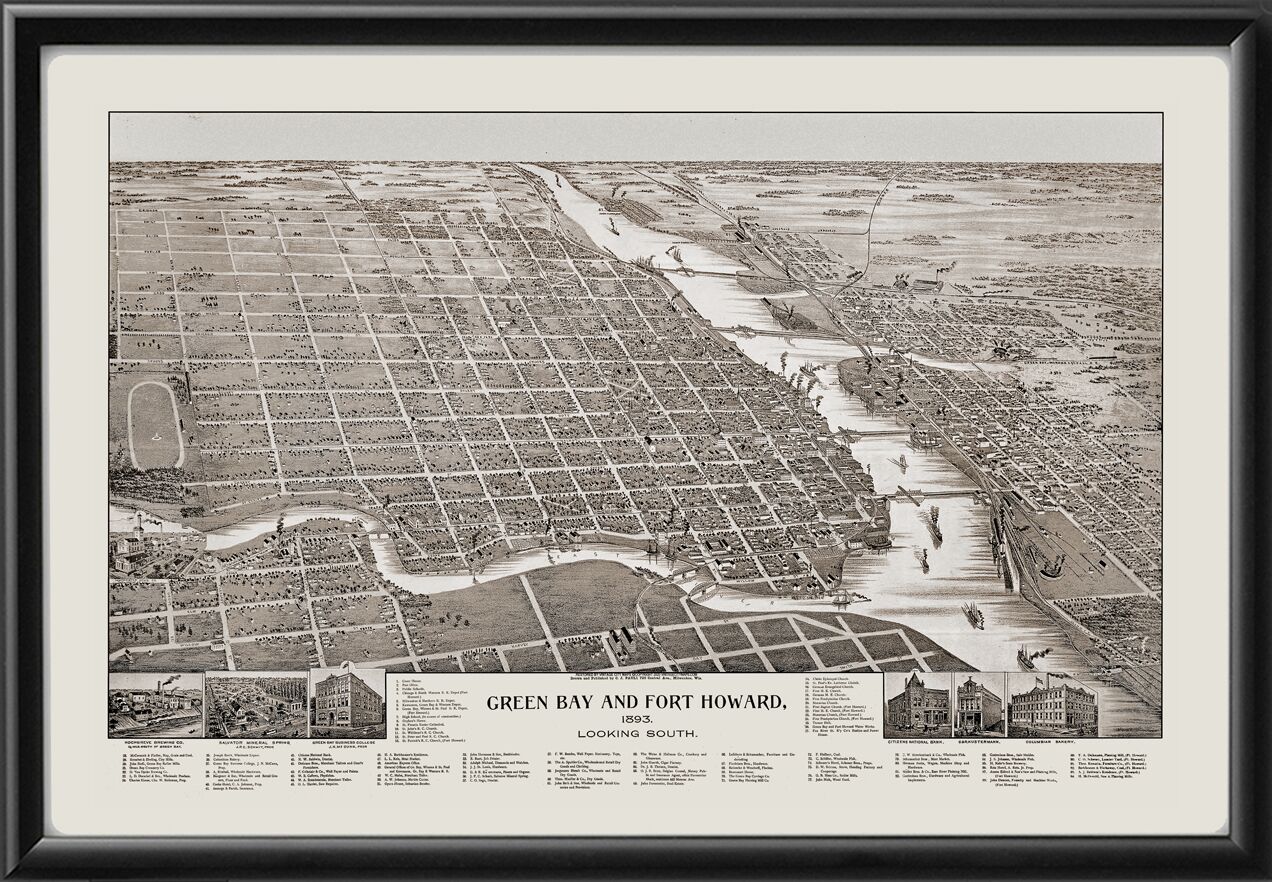 Green Bay & Fort Howard WI 1893 CJPauli TM Map