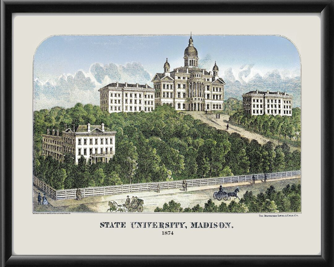 Univ. of Wisconsin - Madison WI 1871 TM+ Bird's Eye View Map