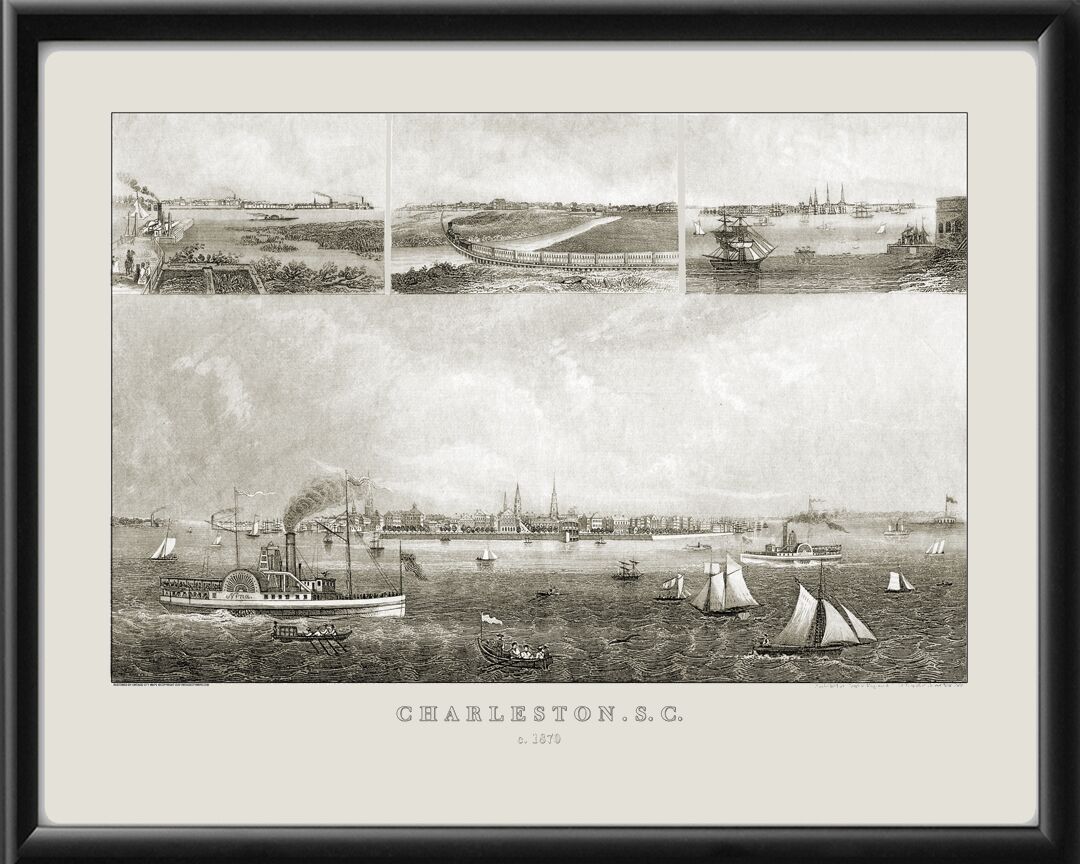 Charleston SC 1870 Charles Magnus TM Birds Eye View Map