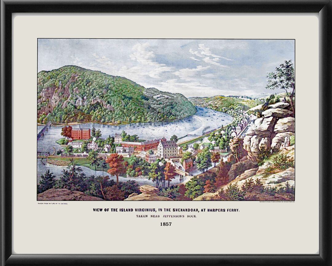 Harpers Ferry WV 1857 Thomas Sachse TM Birds Eye View Map