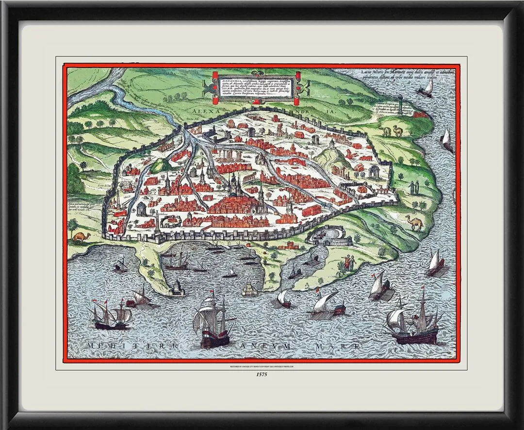 Alexandria Egypt 1575 Bird's Eye View Map