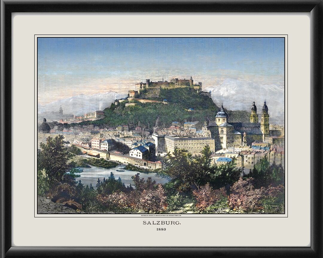 Salzburg Austria 1880 Restored Map