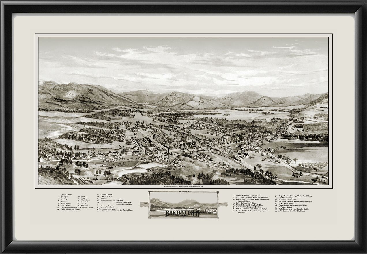 Bartlett NH 1896 Birds Eye View Map