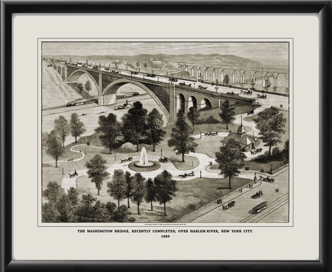 The Washington Bridge over Harlem River, New York City 1889