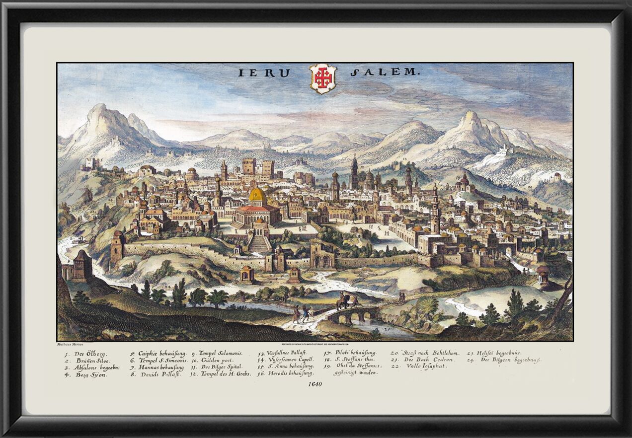 Jerusalem Israel 1640 Mathaus Merian view from the east