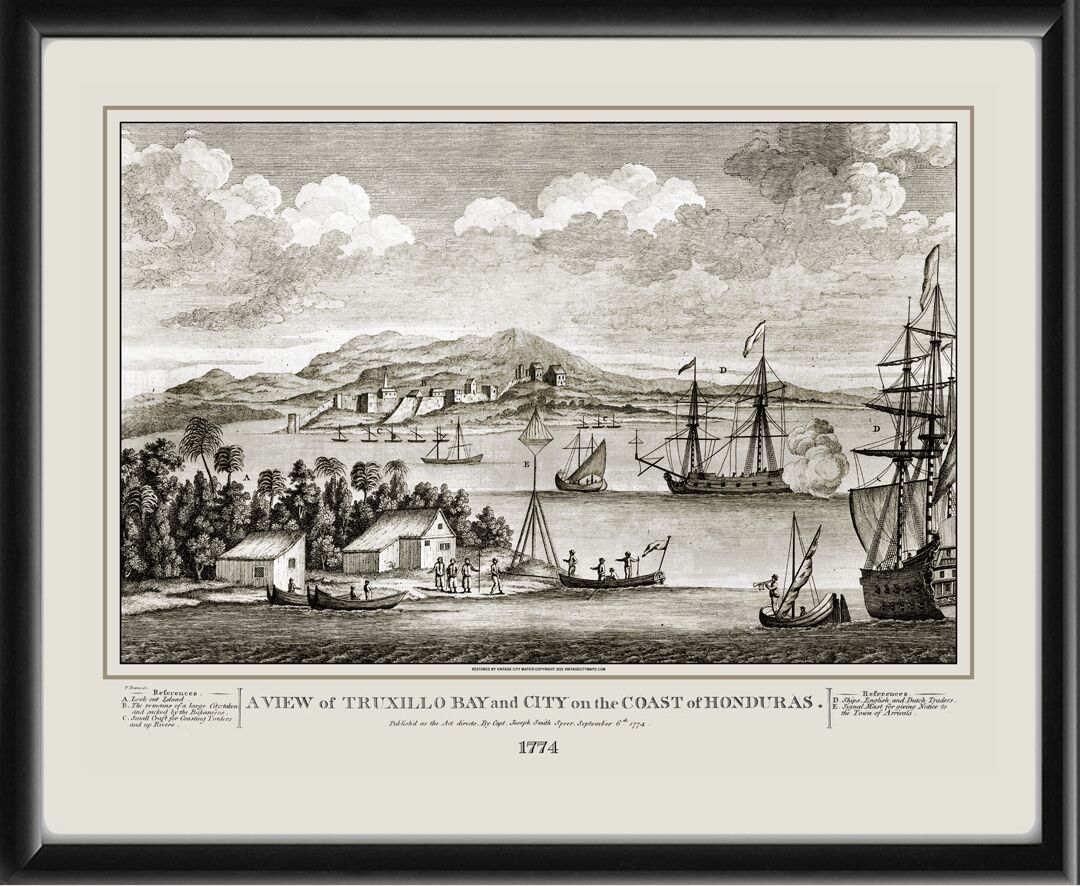 Truxillo Bay and city 1774 on the coast of Honduras