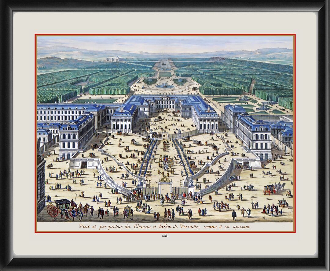 Versailles France 1683 view on the castle and the gardens of Versailles