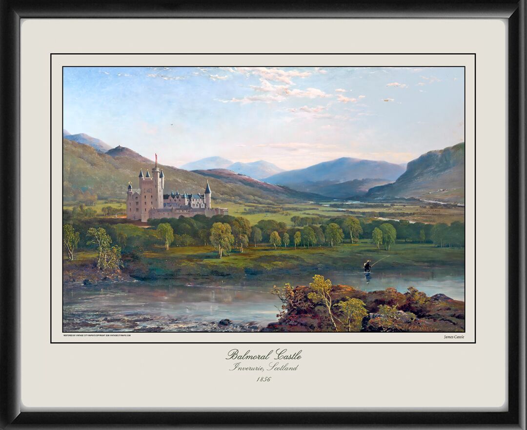 Balmoral Castle Scotland 1856 James Cassie on the right bank of the River Dee,