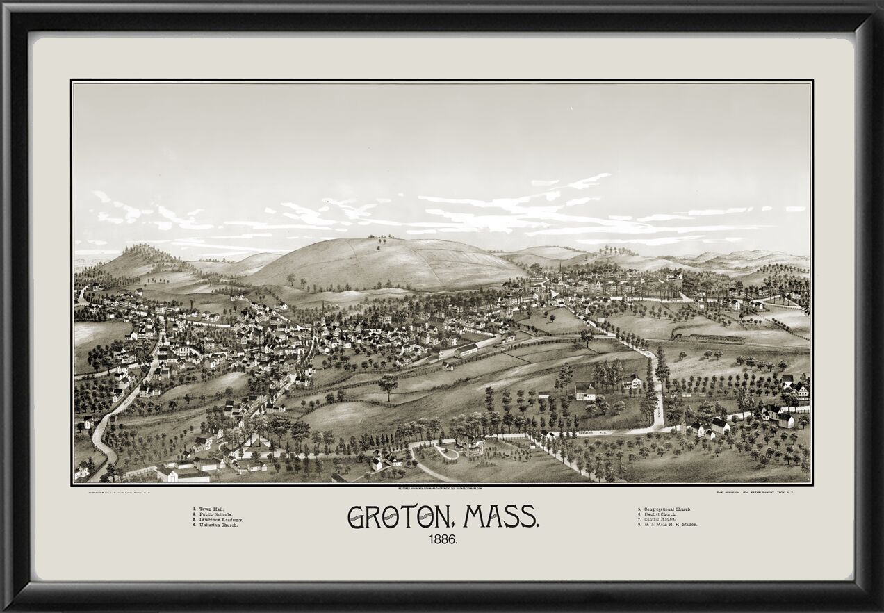 Groton, Mass. 1886 Bird's Eye View Map