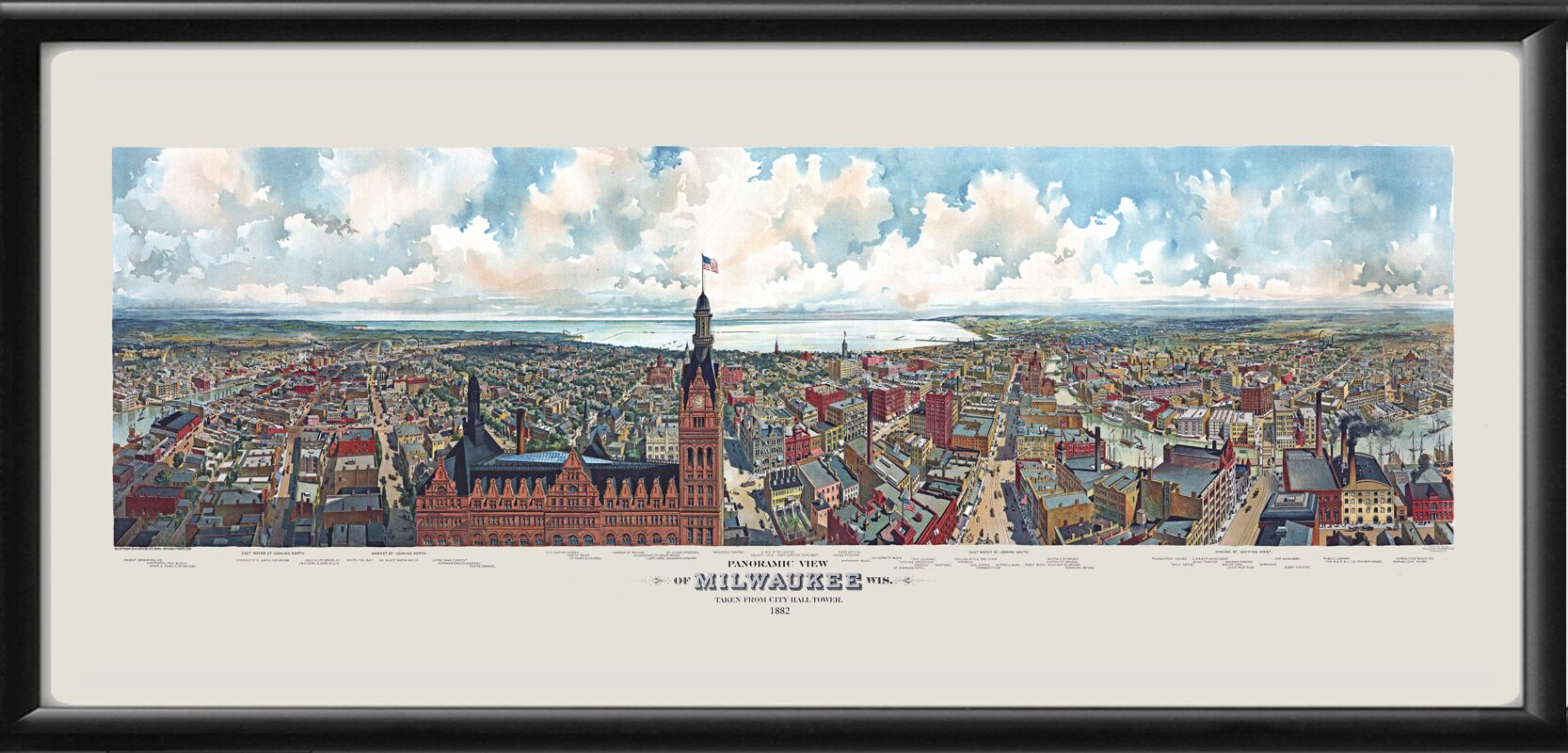 Milwaukee WI 1898 Panorama 1898 24x48 TM Bird's Eye View Map