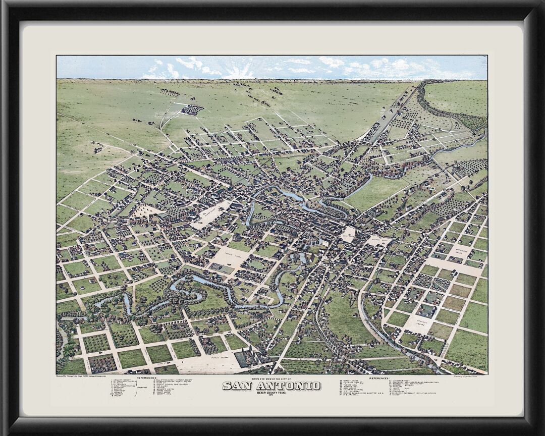 San Antonio TX 1873 TM Birds Eye View Map
