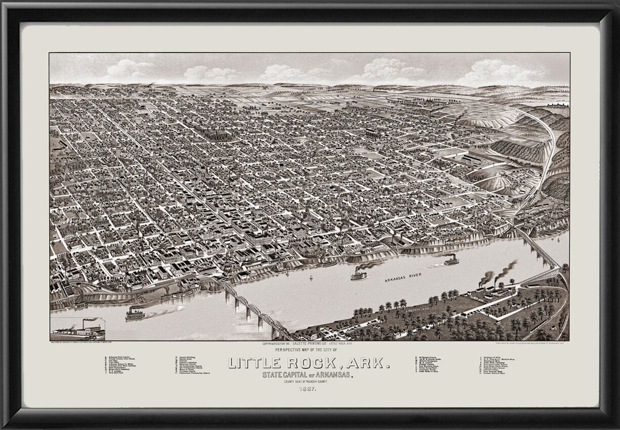 Little Rock AR 1887 Henry Wellge TM Birdseye View Map