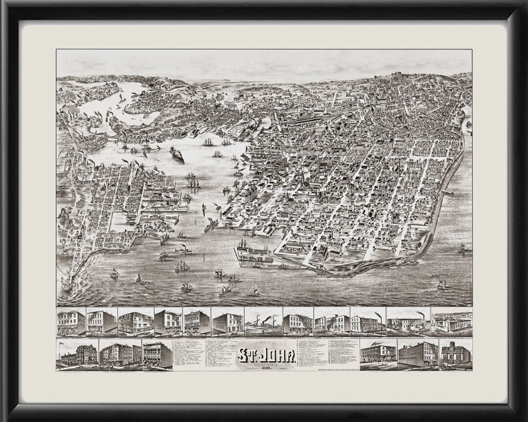 Saint John NB 1882 OH Bailey TM Bird's Eye View Map