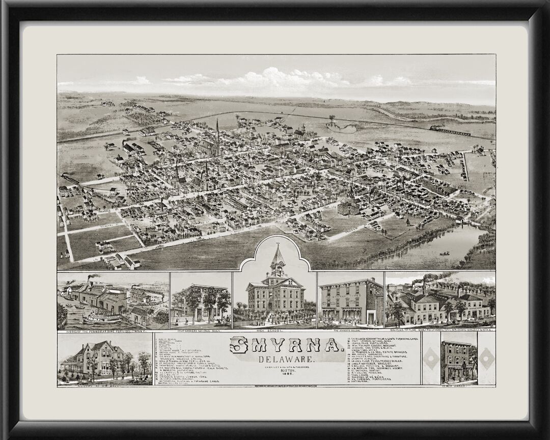 Smyrna DE 1885 OHBailey Birds Eye View Map