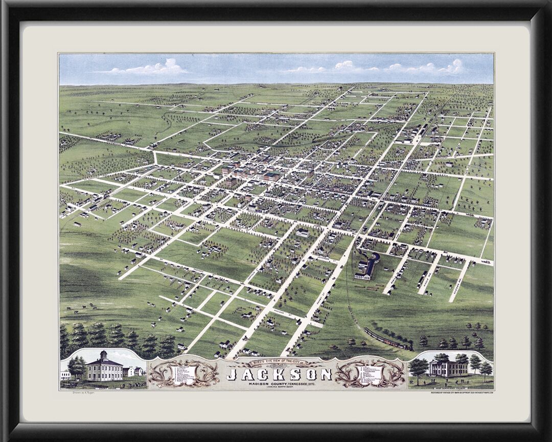 JacksonTN 1870 Albert Ruger TM Birds Eye View Map