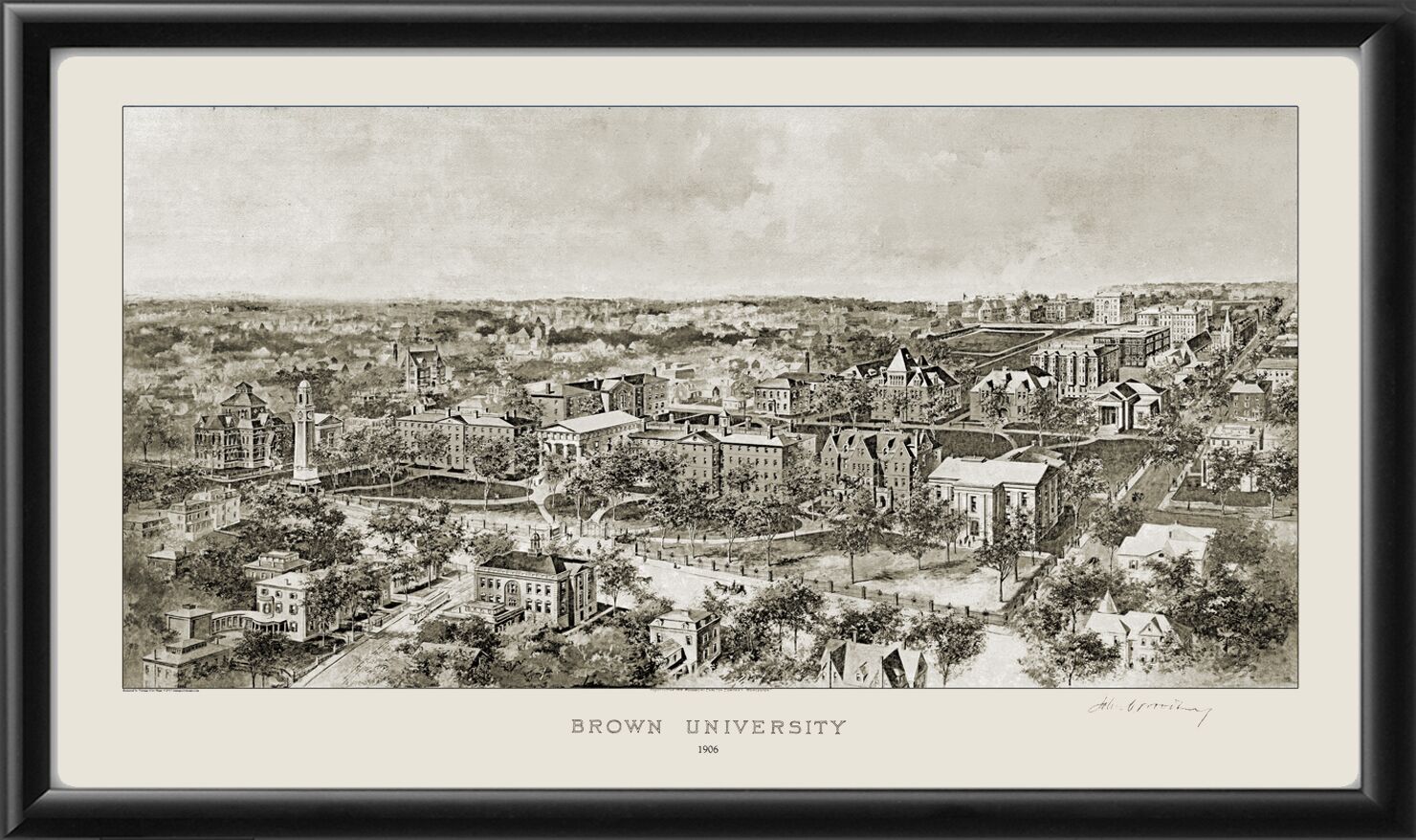 Brown Univ Providence RI 1906 Black & White Map