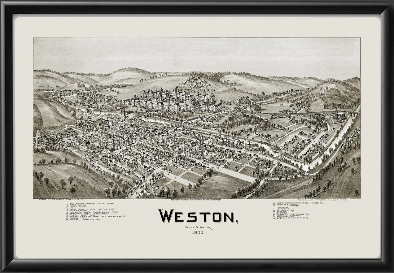 Weston WV 1900 Fowler TM Birds Eye View Map