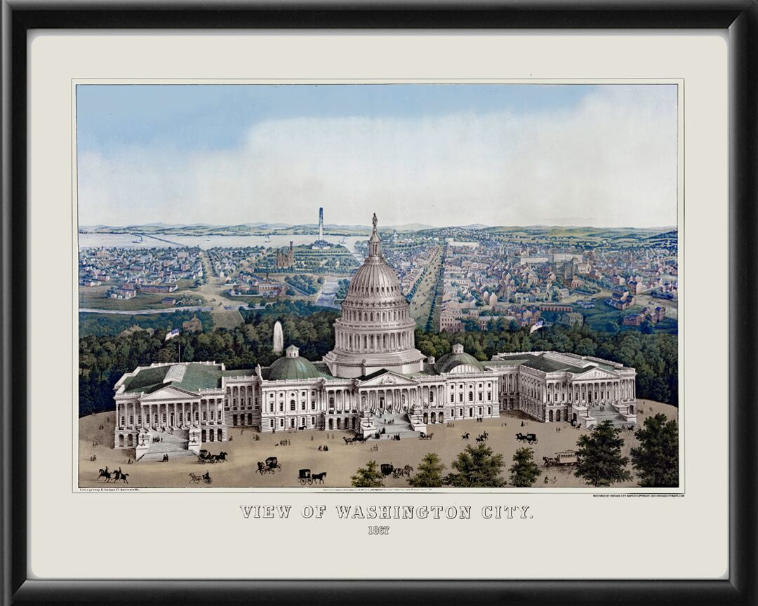 Washington DC 1867 Edward Sachse TM Birds Eye View Map