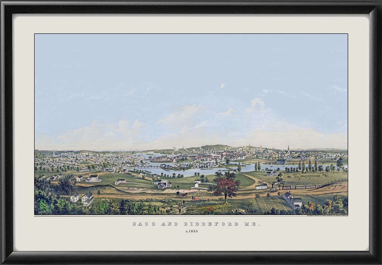 Saco & Biddeford ME c. 1855 John B. Bachelder TM