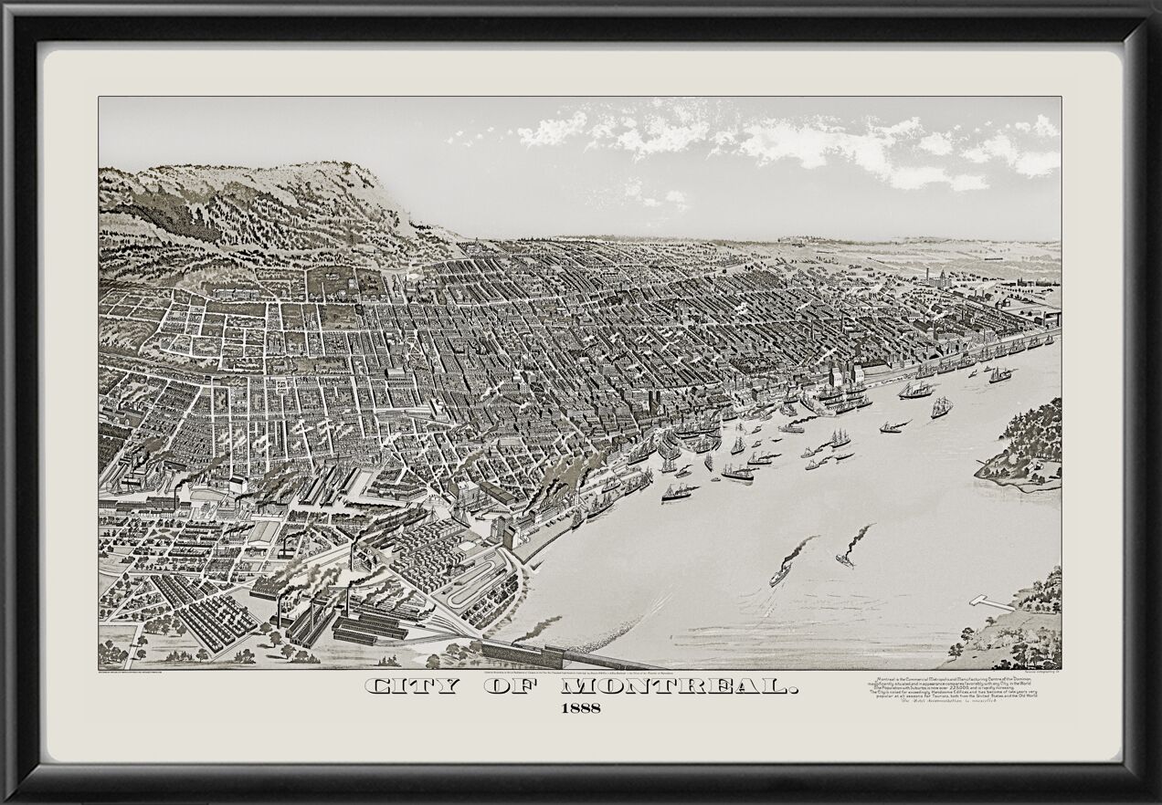 Montreal Canada 1888 TM Bird's Eye View Map