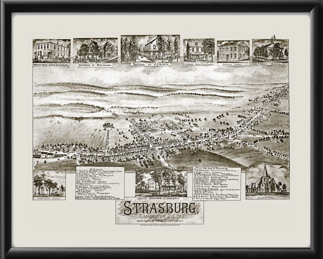 Strasburg PA 1903 TM FowlerTM Birds Eye View Map