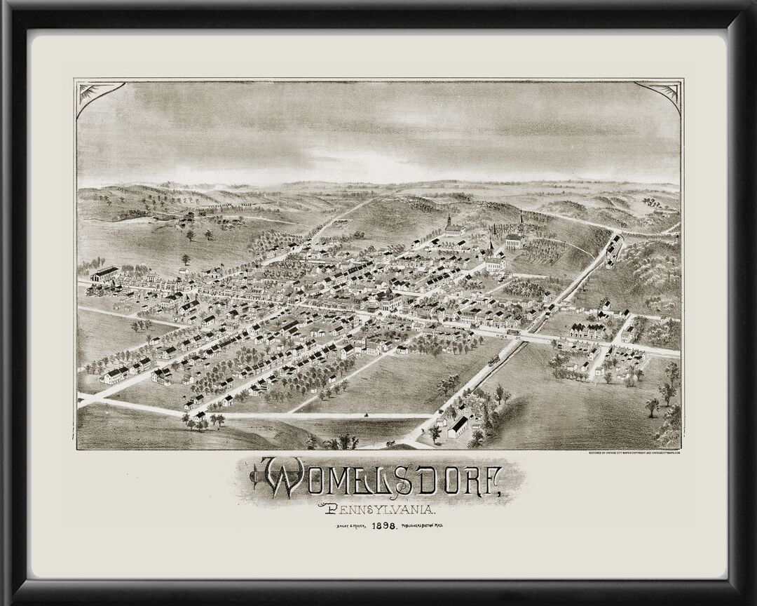 Womelsdorf PA 1898 TMFowler TM Birds Eye View Map