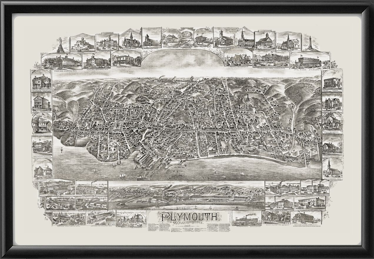 Plymouth MA 1897 Tm Bird's Eye View Map