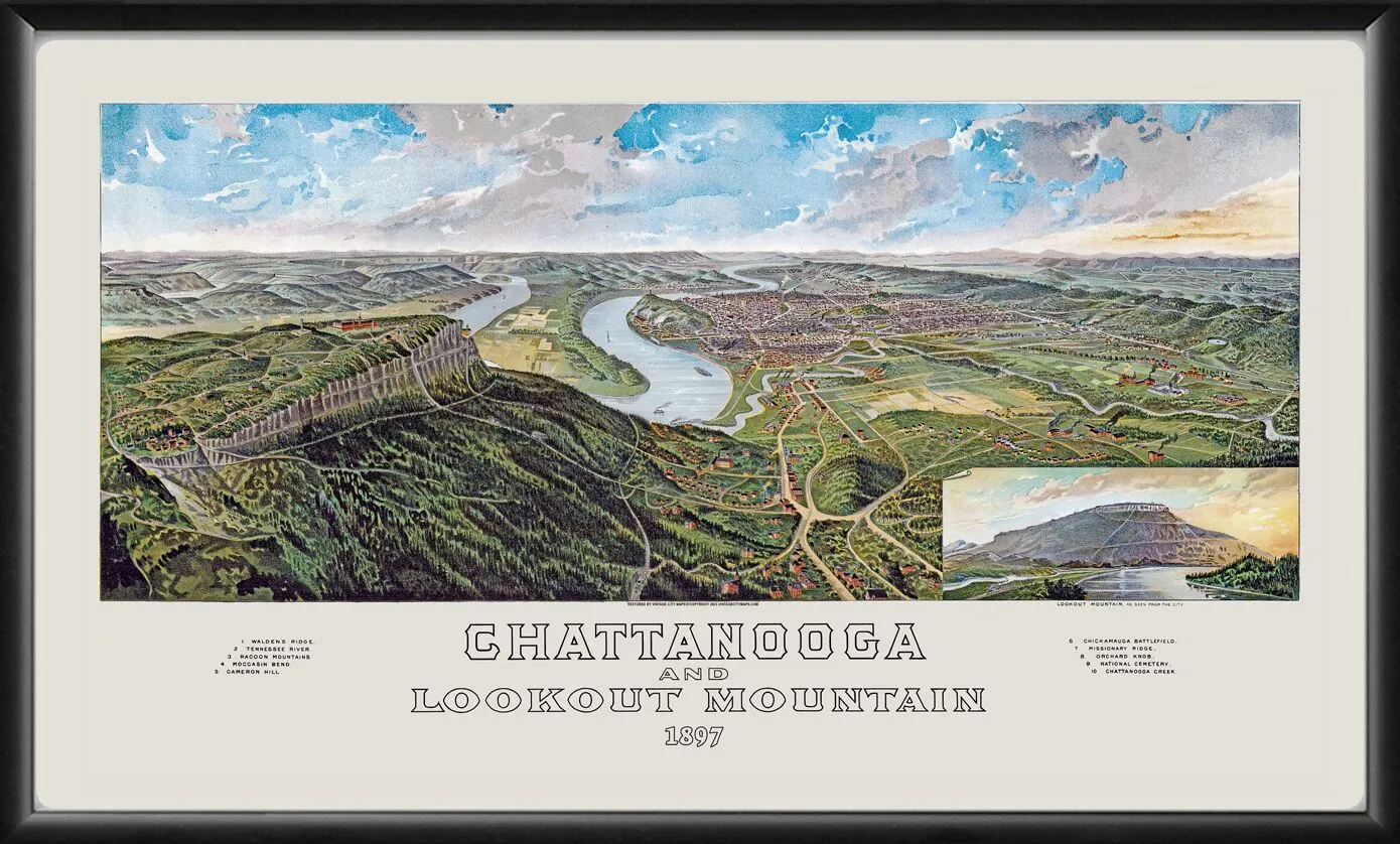 Chattanooga TN 1897 Henry Wellge TM Birds Eye View Map