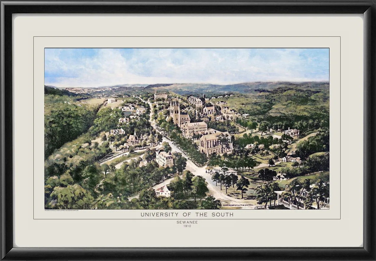 University of the South 1910 - Sewanee, TN Birds Eye View Map