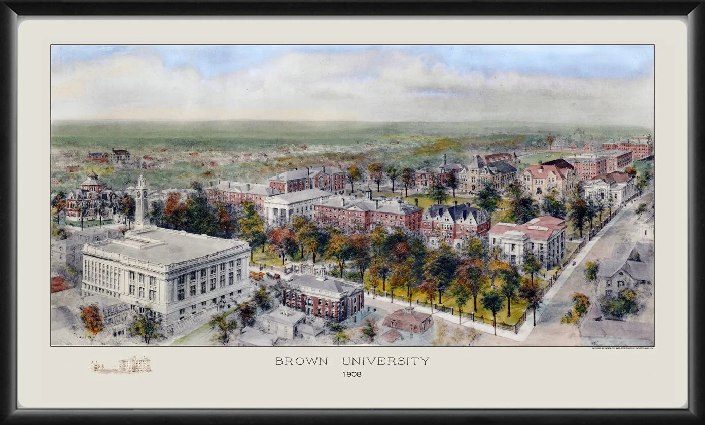 Brown University - Providence RI 1908 Richard Rummell TM Birds Eye View Map