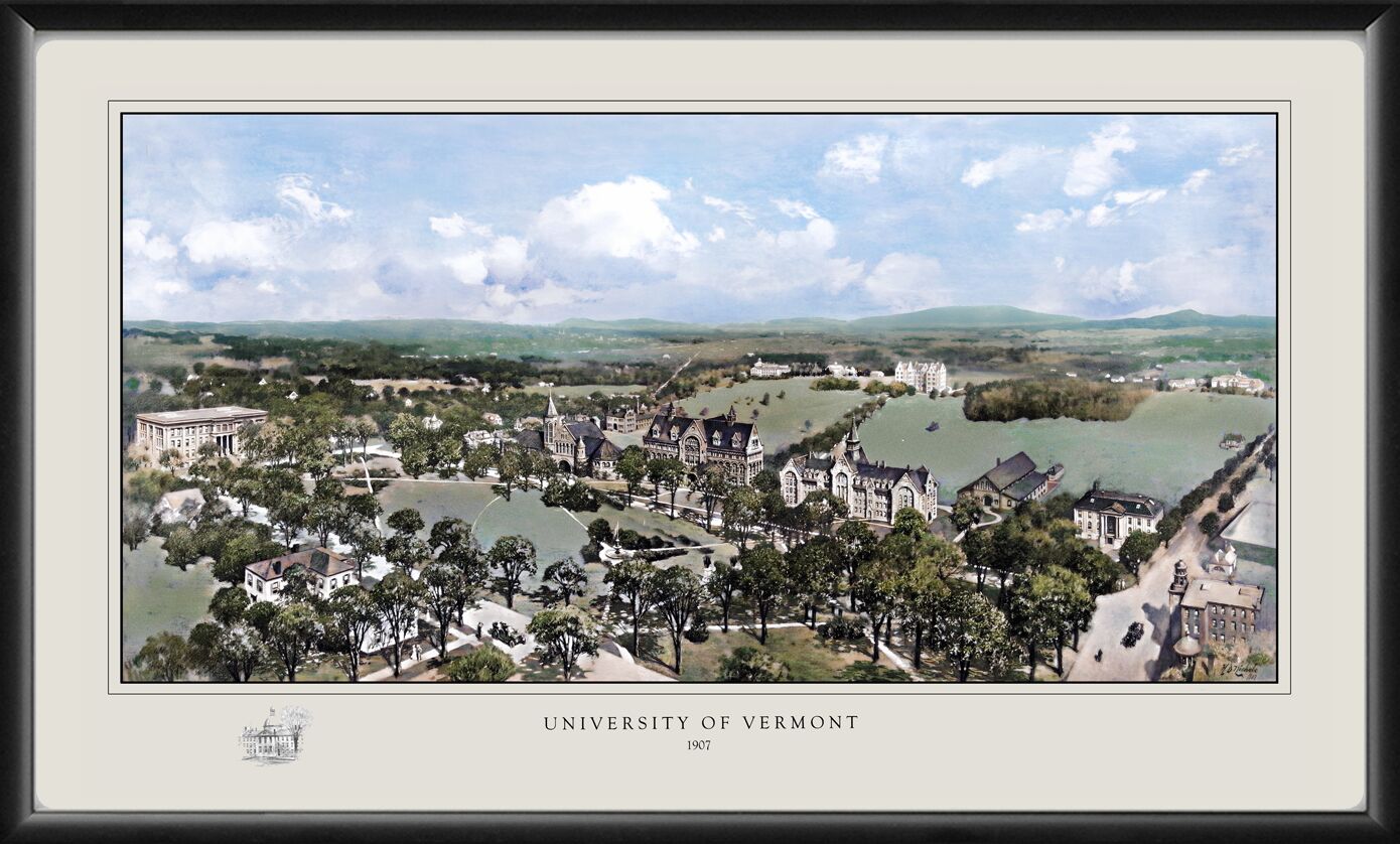 University of Vermont 1907 HD Nichols TM Birds Eye View Map